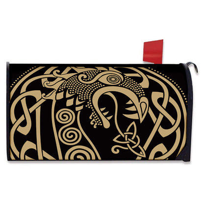 Scandinavian Viking Dragon Print Mailbox Cover