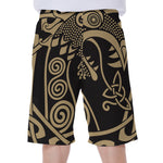 Scandinavian Viking Dragon Print Men's Beach Shorts