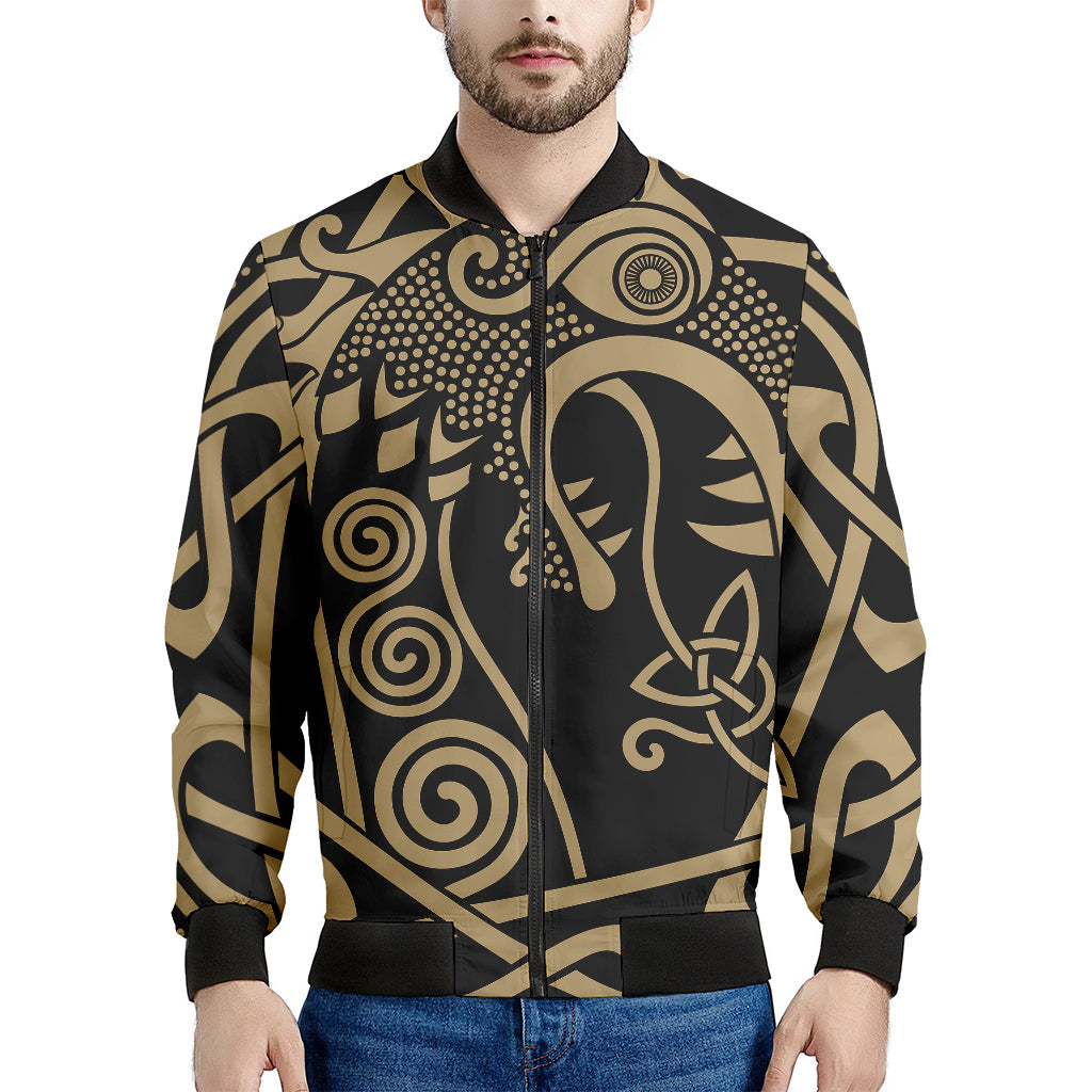 Scandinavian Viking Dragon Print Men's Bomber Jacket