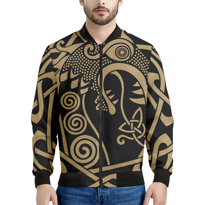 Scandinavian Viking Dragon Print Men's Bomber Jacket