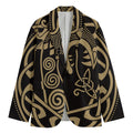 Scandinavian Viking Dragon Print Men's Cotton Blazer