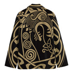 Scandinavian Viking Dragon Print Men's Cotton Blazer
