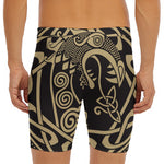 Scandinavian Viking Dragon Print Men's Long Boxer Briefs