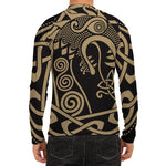 Scandinavian Viking Dragon Print Men's Long Sleeve Rash Guard