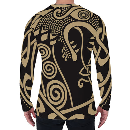 Scandinavian Viking Dragon Print Men's Long Sleeve T-Shirt