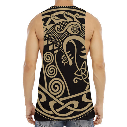 Scandinavian Viking Dragon Print Men's Muscle Tank Top