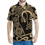 Scandinavian Viking Dragon Print Men's Polo Shirt