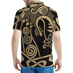 Scandinavian Viking Dragon Print Men's Polo Shirt