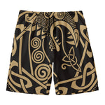 Scandinavian Viking Dragon Print Men's Swim Trunks