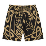 Scandinavian Viking Dragon Print Men's Swim Trunks