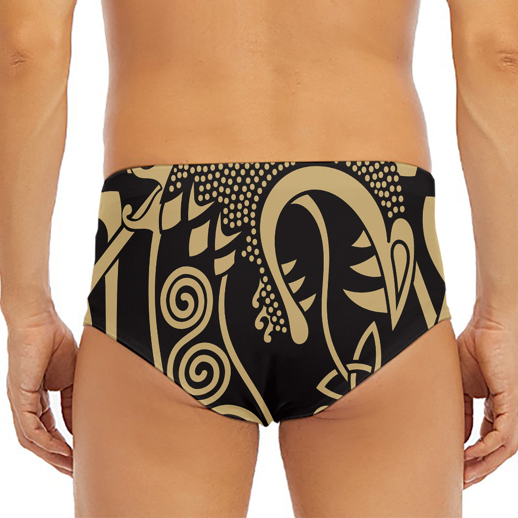 Scandinavian Viking Dragon Print Men's Triangle Swim Briefs