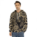 Scandinavian Viking Dragon Print Men's Velvet Pullover Hoodie