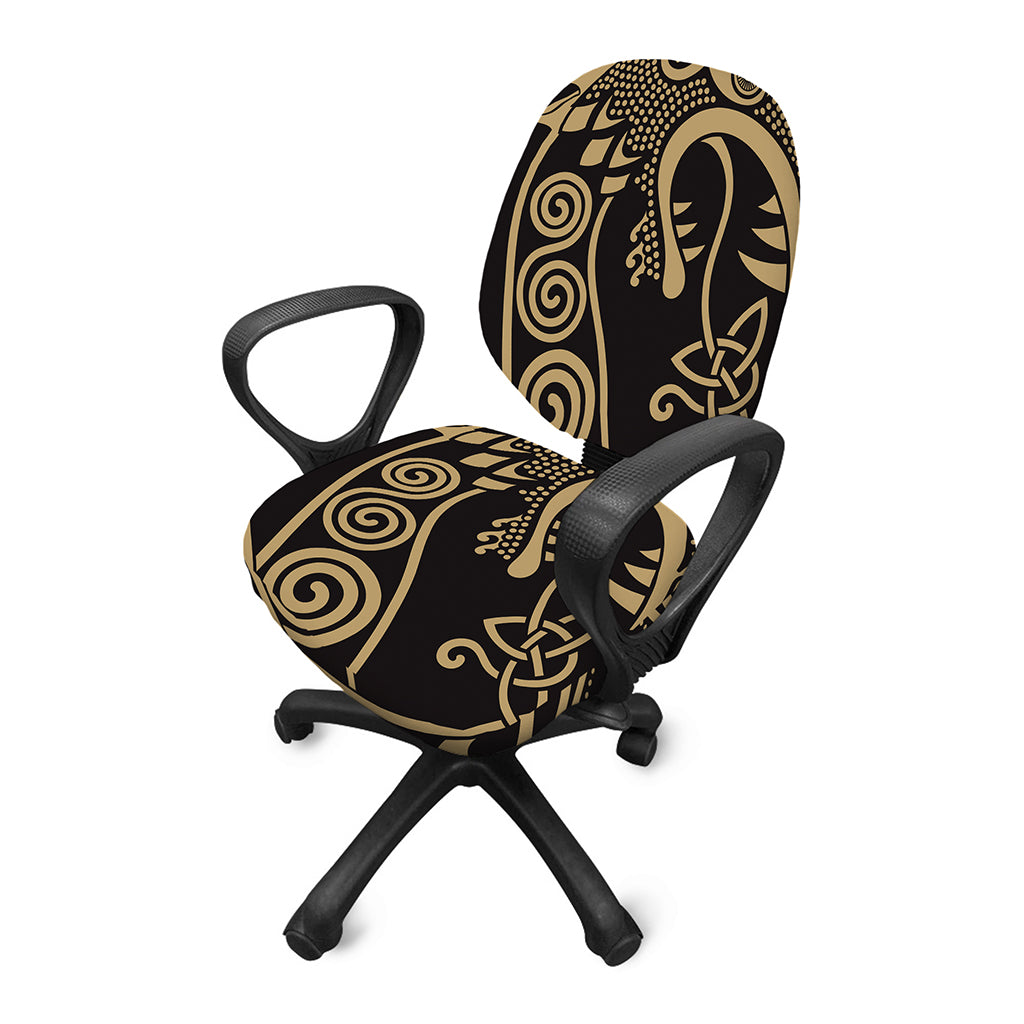 Scandinavian Viking Dragon Print Office Chair Cover