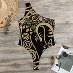 Scandinavian Viking Dragon Print One Shoulder Bodysuit