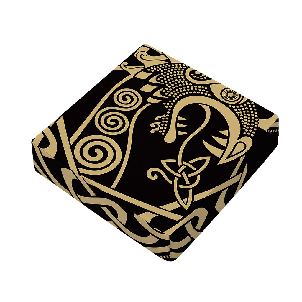 Scandinavian Viking Dragon Print Outdoor Seat Cushion Cover