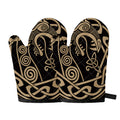 Scandinavian Viking Dragon Print Oven Mitts