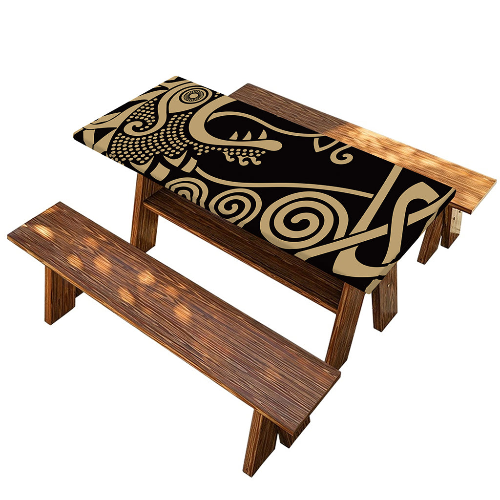 Scandinavian Viking Dragon Print Picnic Table Cover