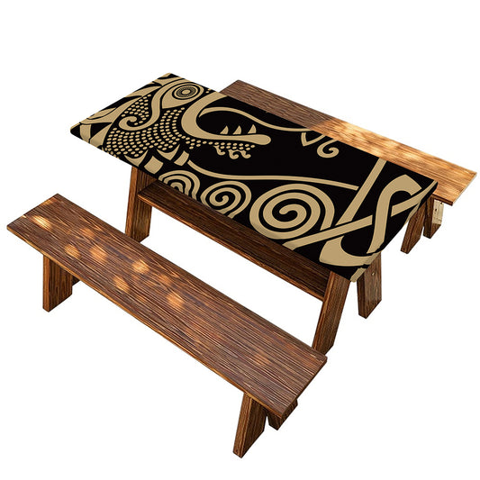 Scandinavian Viking Dragon Print Picnic Table Cover