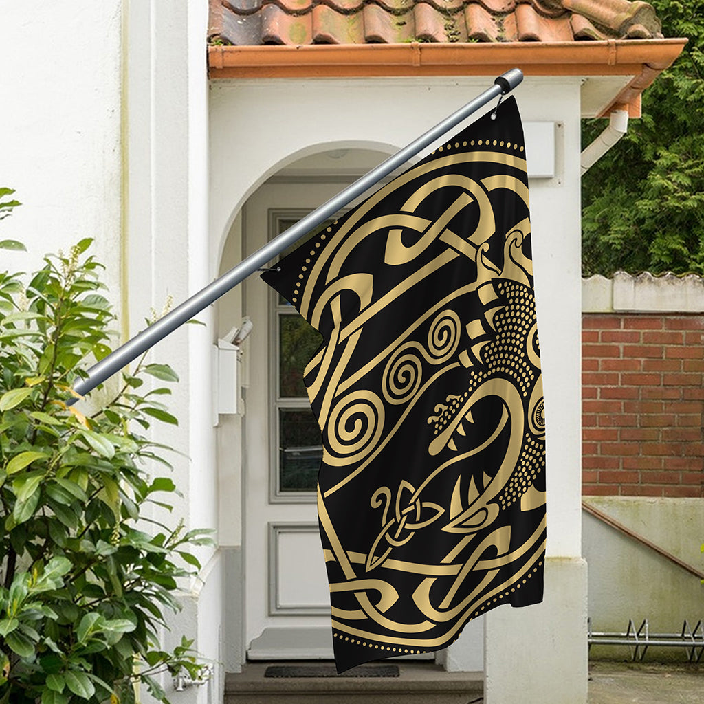 Scandinavian Viking Dragon Print Polyester Flag