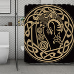 Scandinavian Viking Dragon Print Polyester Shower Curtain