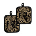 Scandinavian Viking Dragon Print Pot Holders