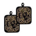 Scandinavian Viking Dragon Print Pot Holders