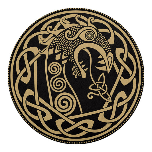 Scandinavian Viking Dragon Print Round Blanket