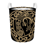 Scandinavian Viking Dragon Print Round Laundry Basket