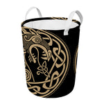 Scandinavian Viking Dragon Print Round Laundry Basket