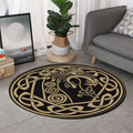 Scandinavian Viking Dragon Print Round Rug
