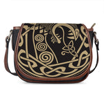 Scandinavian Viking Dragon Print Saddle Bag