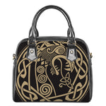 Scandinavian Viking Dragon Print Shoulder Handbag