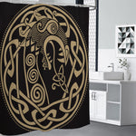 Scandinavian Viking Dragon Print Shower Curtain