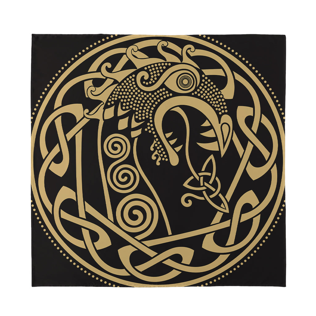 Scandinavian Viking Dragon Print Silk Bandana