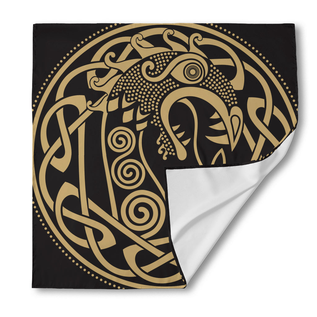Scandinavian Viking Dragon Print Silk Bandana