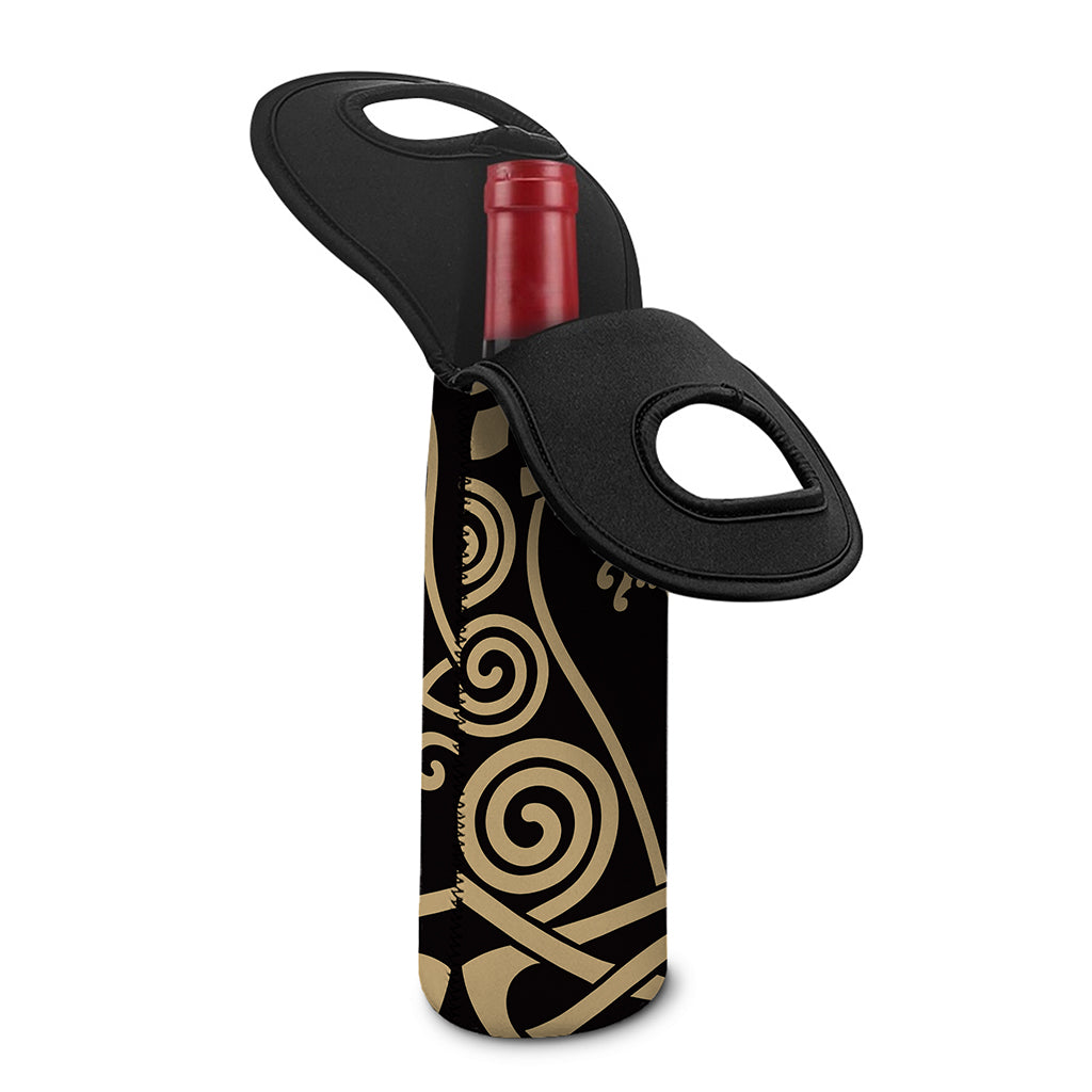 Scandinavian Viking Dragon Print Single Neoprene Wine Tote