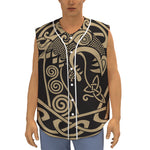 Scandinavian Viking Dragon Print Sleeveless Baseball Jersey