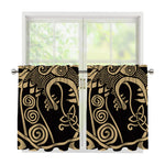 Scandinavian Viking Dragon Print Tier Curtains