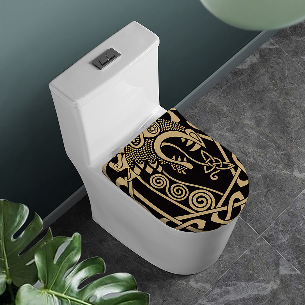 Scandinavian Viking Dragon Print Toilet Lid Cover