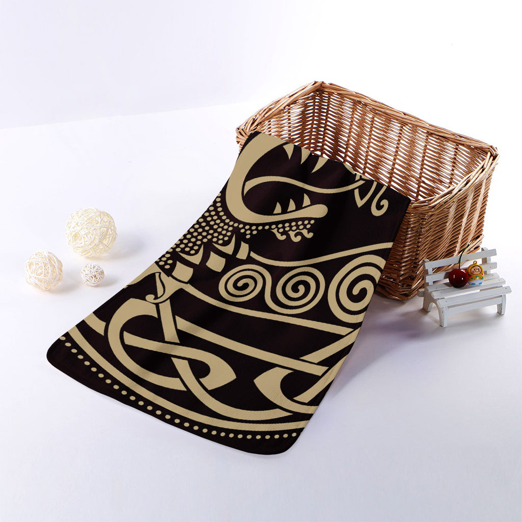 Scandinavian Viking Dragon Print Towel