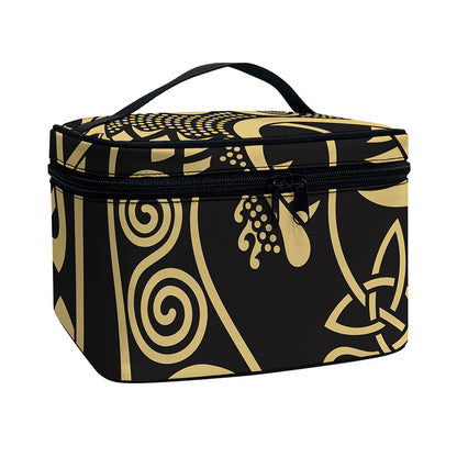Scandinavian Viking Dragon Print Travel Makeup Bag