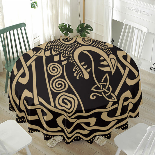 Scandinavian Viking Dragon Print Waterproof Round Tablecloth