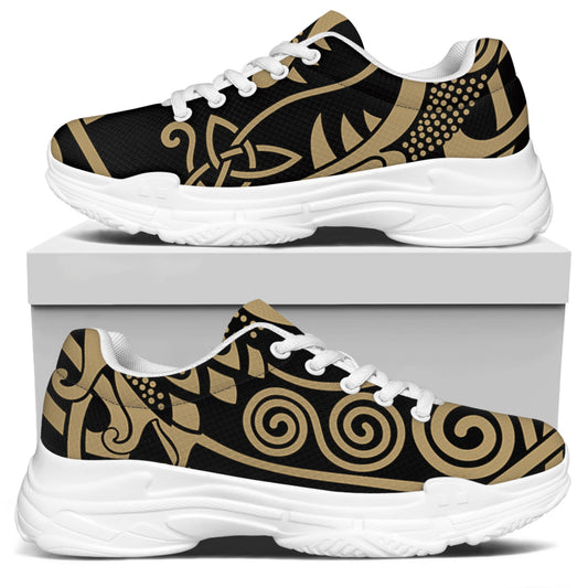 Scandinavian Viking Dragon Print White Chunky Shoes