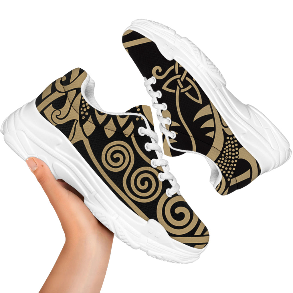 Scandinavian Viking Dragon Print White Chunky Shoes