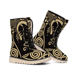 Scandinavian Viking Dragon Print Winter Boots
