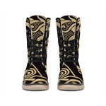 Scandinavian Viking Dragon Print Winter Boots