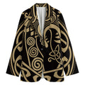 Scandinavian Viking Dragon Print Women's Cotton Blazer