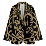 Scandinavian Viking Dragon Print Women's Cotton Blazer