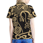 Scandinavian Viking Dragon Print Women's Polo Shirt