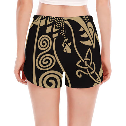 Scandinavian Viking Dragon Print Women's Split Running Shorts
